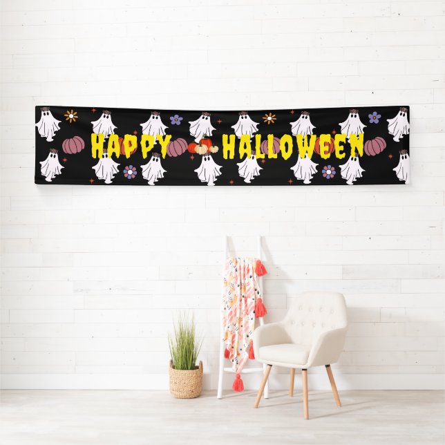Custom Ghosts Pumpkin Banner Halloween Dekoration (Insitu)