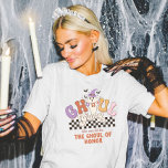 Custom Ghoul Gang Halloween-Party Bach Party Group T-Shirt<br><div class="desc">Machen Sie sich bereit,  mit Ihrer Ghul-Gang etwas Hölle zu erheben! Diese spukhaften und sassy Halloween-Party-Shirts sind perfekt für Bachelorette-Bashs,  Girls-Nights Out oder Halloween-Fest. Diese passenden T-Shirts mit unglaublich witzig Sätzen fügen Ihrer Girl-Bande-Ansammlung oder sogar dem Bacher Party eine Touch sprichwörtlichen Spaß hinzu.</div>
