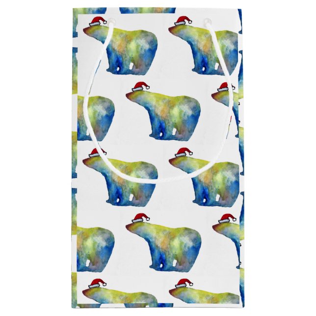 Custom Gift Bag - Klein, glänzend - Bär Santa Kleine Geschenktüte (Rückseite)