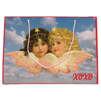 CUSTOM GIFT BAG TWIN ANGELS XOXO GROßE GESCHENKTÜTE