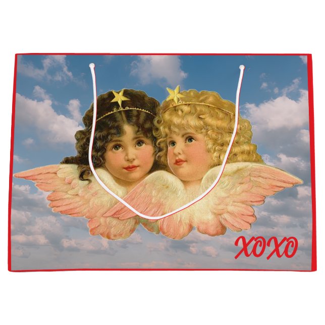 CUSTOM GIFT BAG TWIN ANGELS XOXO GROßE GESCHENKTÜTE (Vorderseite)