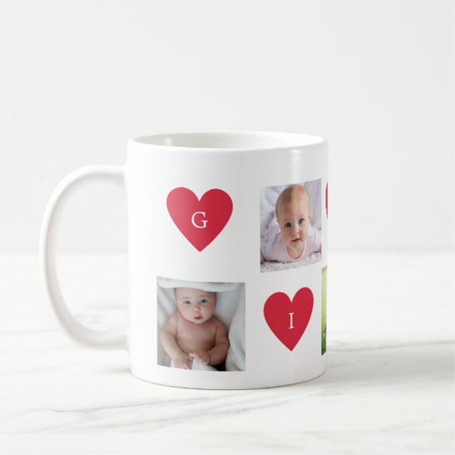 Custom Gigi 5 Fotos Collage Hearts Großmutter Kaffeetasse (Links)