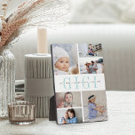Custom "Gigi" Großkinder 6 FotoCollage Fotoplatte<br><div class="desc">Mit dieser sechs Foto Collage-Plakette kreieren Sie ein süßes Geschenk für Oma. "GIGI" erscheint in der Mitte in der eleganten pastellfarbenen Minzgrün-Schrift,  mit Ihrer individuellen Nachricht und Enkelnamen überlagert.</div>