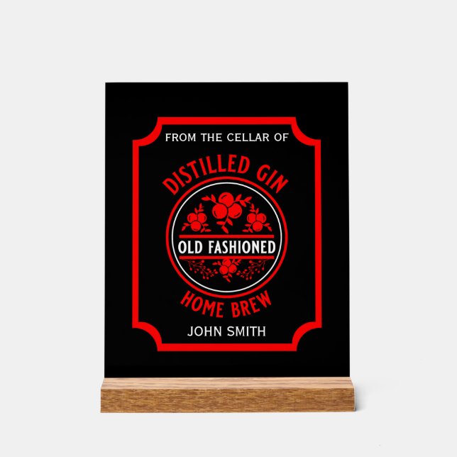 Custom Gin Flasche Acrylschild (Vorderseite)