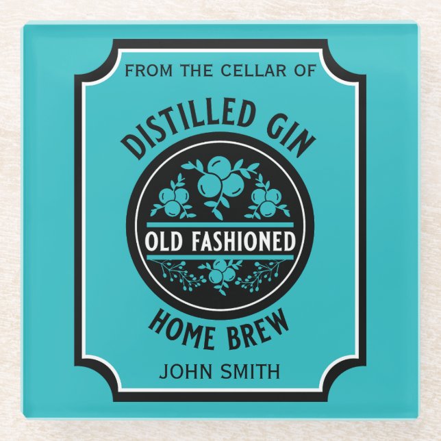 Custom Gin Flasche Glasuntersetzer (Vorderseite)