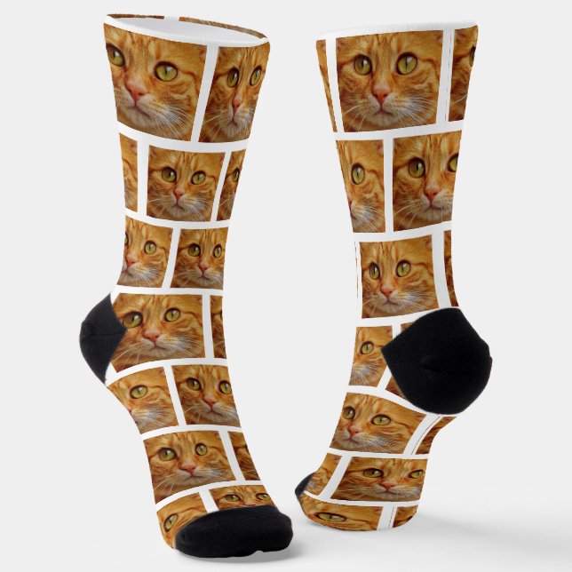 Custom Ginger Tabby Cat Foto auf Socken der weißen (Gewinkelt)