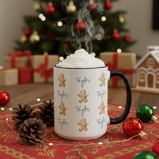 Custom Gingerbread Christmas Mug Gift for Friends Tasse (festive mug for mom, festive mug for dad, custom christmas mugs bulk gift for coworkers or kids,)