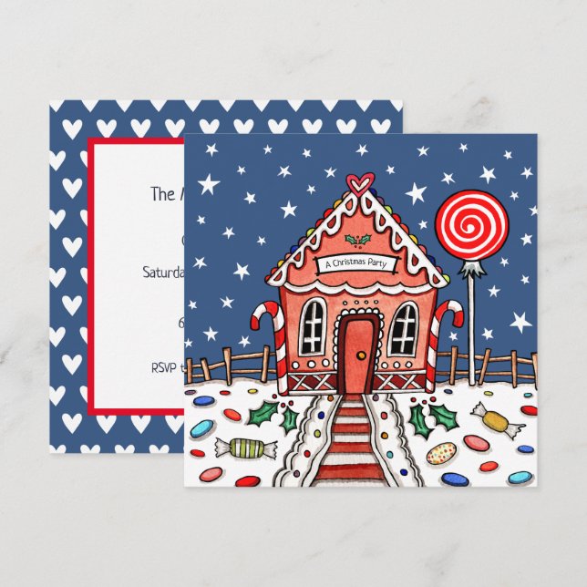 Custom Gingerbread House Einladung (Vorne/Hinten)