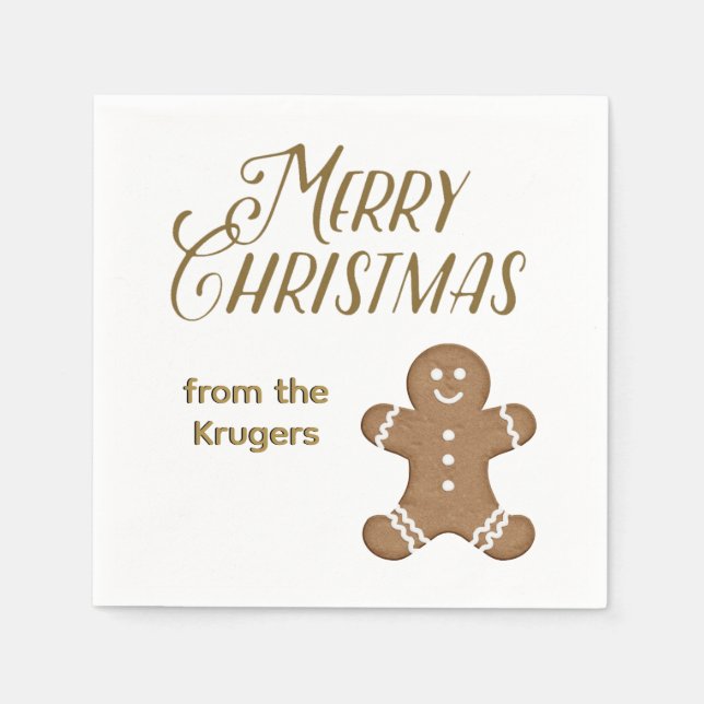Custom Gingerbread Mann Cookie Frohe Weihnachten Serviette (Vorderseite)