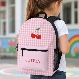 Custom Gingham Cherry Girls Bedruckter Rucksack