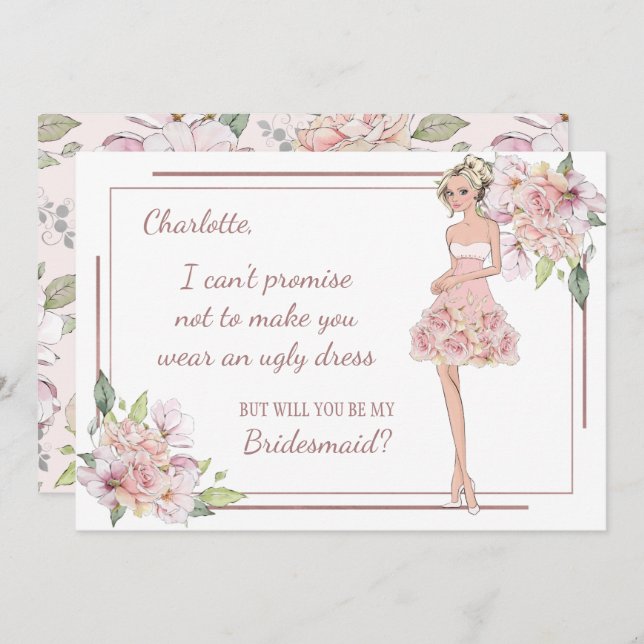 Custom Girl Bridesmaid Vorschlag Card Einladung (Vorne/Hinten)