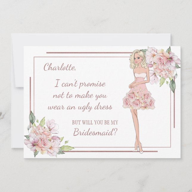 Custom Girl Bridesmaid Vorschlag Card Einladung (Vorderseite)