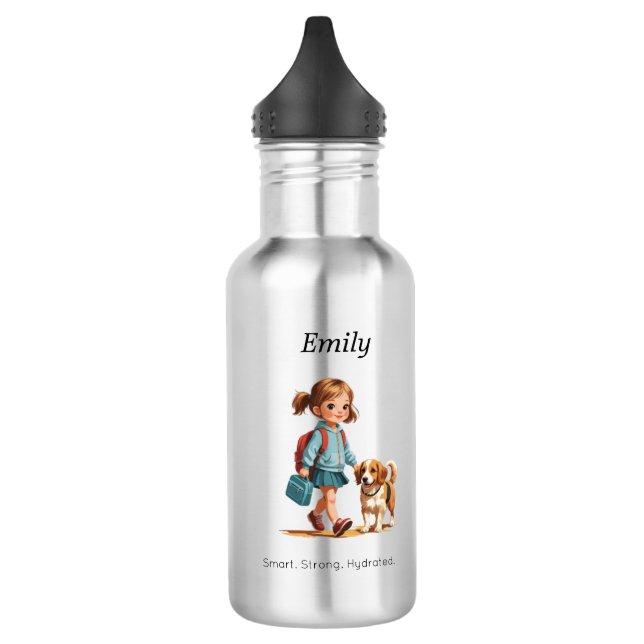 Custom Girl & Dog School Bottle Edelstahlflasche (Links)