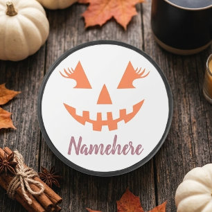 Custom Girl Kürbislaterne Pumpkin Halloween Eishockey Puck