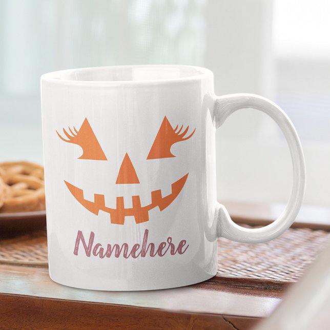 Custom Girl Kürbislaterne Pumpkin Halloween Kaffeetasse (Von Creator hochgeladen)