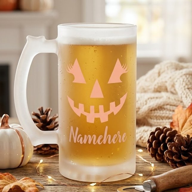 Custom Girl Kürbislaterne Pumpkin Halloween Mattglas Bierglas (Von Creator hochgeladen)