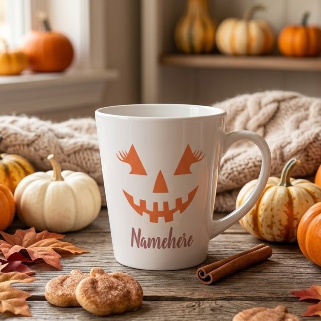 Custom Girl Kürbislaterne Pumpkin Halloween Milchtasse (Von Creator hochgeladen)