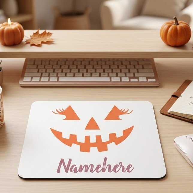 Custom Girl Kürbislaterne Pumpkin Halloween Mousepad (Von Creator hochgeladen)