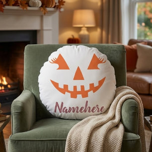 Custom Girl Kürbislaterne Pumpkin Halloween Rundes Kissen