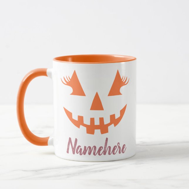 Custom Girl Kürbislaterne Pumpkin Halloween Tasse (Links)