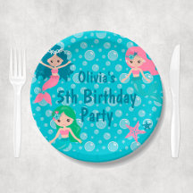 Custom Girl Name Kids Mermaid Geburtstagspartei