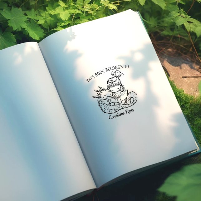 Custom Girl Reading mit Dragon Buchzeichen Gummistempel (Von Creator hochgeladen)