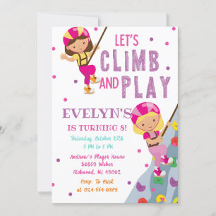 Custom Girl Rock Climbing Geburtstagsparty Einladung