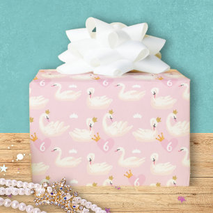 Custom Girl Royal Swan Princess Pink Birthday Geschenkpapier