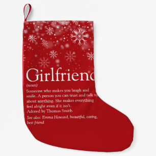 Custom Girlfriend Definition Quote Holiday Snow Kleiner Weihnachtsstrumpf