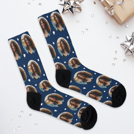 Custom Girlfriend Foto Navy Blue Liebe Socken