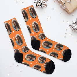 Custom Girlfriend Foto Orange Liebe Socken