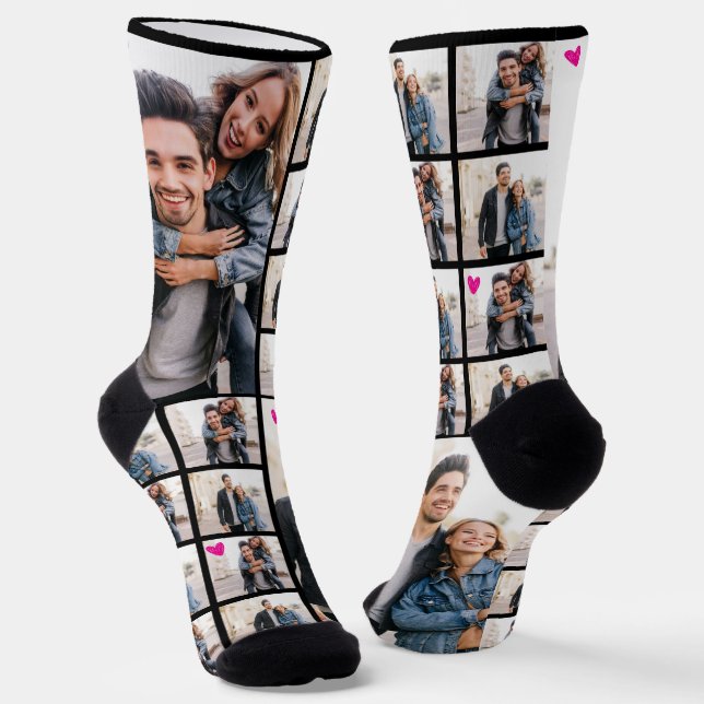Custom Girlfriend Foto Pink Liebe Socken (Gewinkelt)