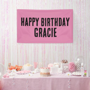 CUSTOM GIRLS BIRTHDAY PARTY PINK BANNER BANNERS