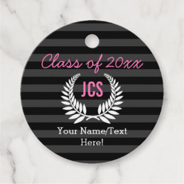 Custom Girls Graduation Party Black Pink Monogram Geschenkanhänger