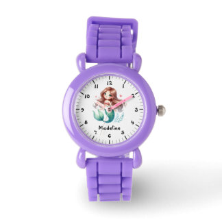 Custom Girls Name Niedlich Mermaid Kids Personalis Armbanduhr
