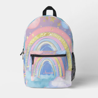 Custom Girls Name Whimsical Rainbow Kids Bedruckter Rucksack