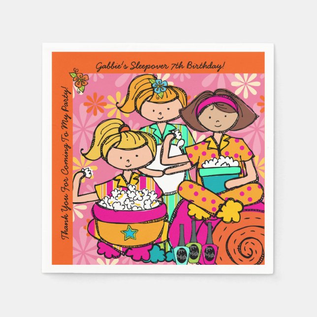 Custom Girls Slumber Party Geburtstagspapier Napki Serviette (Vorderseite)