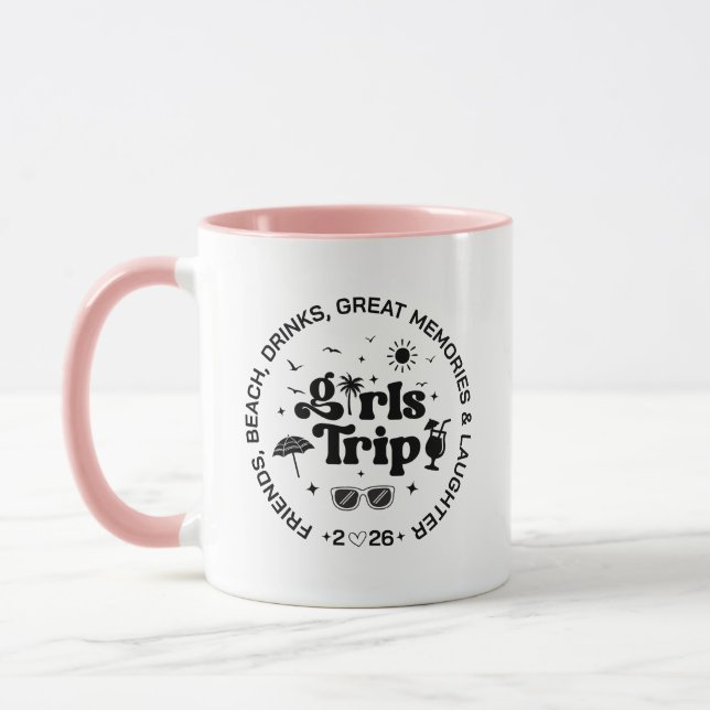 Custom Girls Trip Beach Drinks Sun Palm Tree  Tasse (Links)