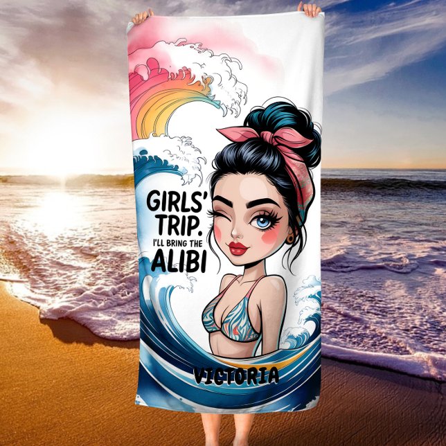 Custom Girls' Trip bringe ich den Alibi Messy Bun Strandtuch (Von Creator hochgeladen)