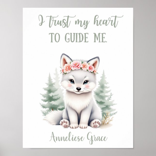 Custom Girls Woodland Wolf Quote Kinderzimmer Poster (Vorne)