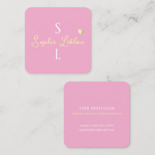 Custom Girly Calligraphy Romantic light pink Quadratische Visitenkarte