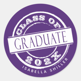 Custom Girly Lila Graduate Runder Aufkleber