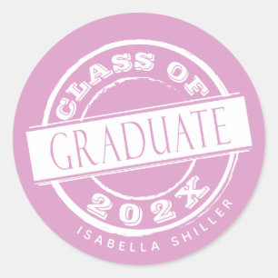 Custom Girly Pink Graduate Runder Aufkleber