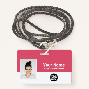 Custom Girly Pink Mitarbeiter Logo-ID Lanyard Ausweis