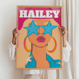 Custom Girly Portrait Preppy Dorm Decke Blond Hair Poster