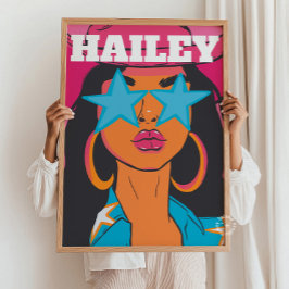 Custom Girly Portrait Preppy Dorm Decke Brünett Poster