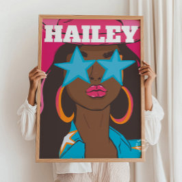 Custom Girly Portrait Preppy Dorm Decke Dunkle Hau Poster