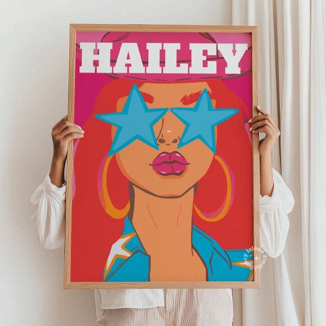 Custom Girly Portrait Preppy Dorm Dekoration Rotes (Custom Funky Girly Portrait Preppy Dorm Decor Red Hair)