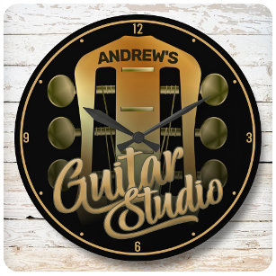 Custom Gitarrist NAME Rock Music Gitarre Studio Große Wanduhr