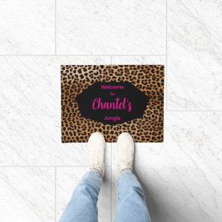 Custom Glamoratti Leopard Print Welcome rug Fußmatte
